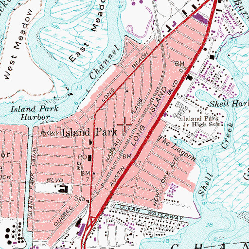 Topographic Map of Jeckyl Island, NY