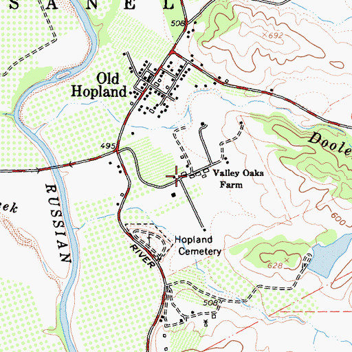 Topographic Map of Valley Oaks Farm, CA