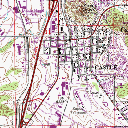Topographic Map of Castle Rock Police Department, CO