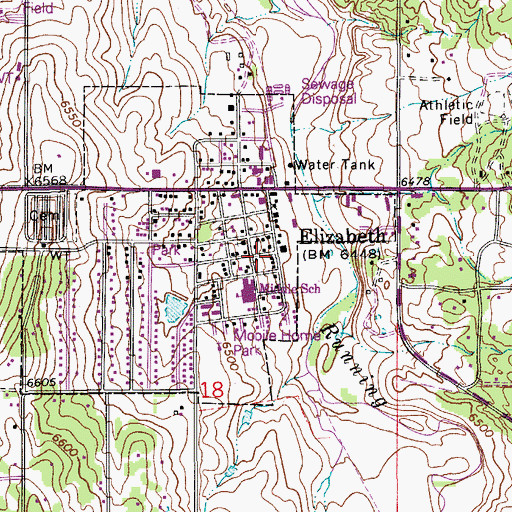Topographic Map of Elizabeth Police Department, CO
