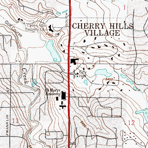 Topographic Map of Cherry Hills Village Police Department, CO