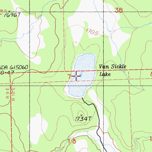 Topographic Map of Van Sickle Lake, CA