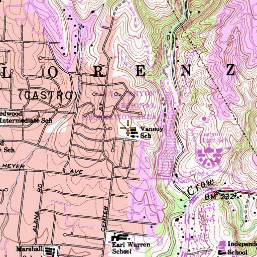 Topographic Map of Vannoy Elementary School, CA
