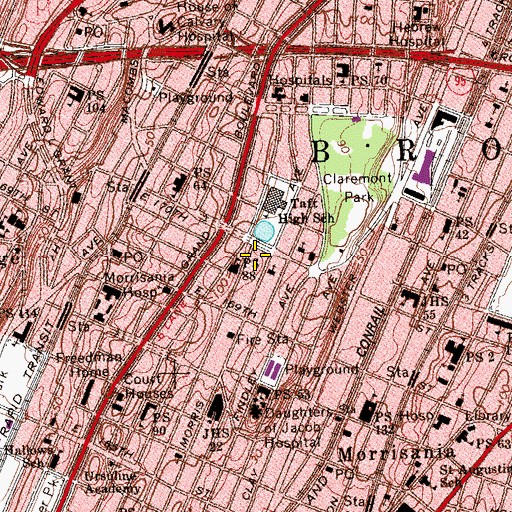 Topographic Map of Grant Avenue Park, NY