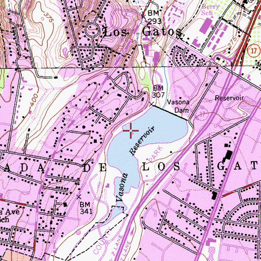 Topographic Map of Vasona Reservoir, CA