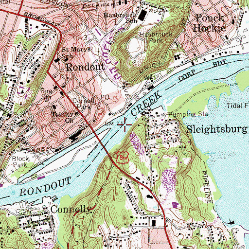 Topographic Map of John T Loughran Bridge, NY