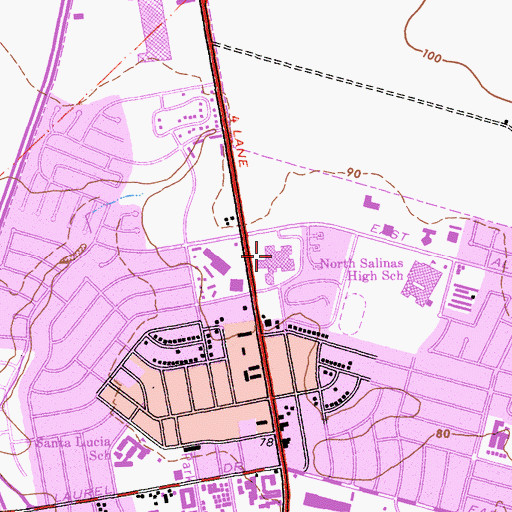Topographic Map of Heald College - Salinas Campus (historical), CA