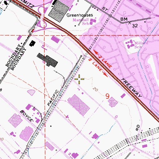 Topographic Map of Medical Career College Vocational School, CA