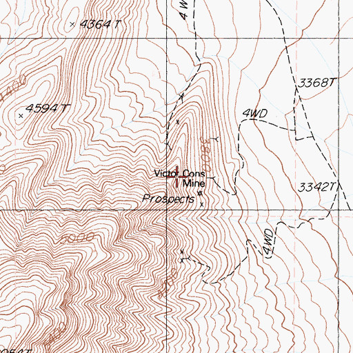 Topographic Map of Victor Cons Mine, CA