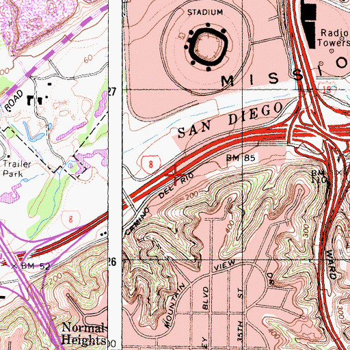 Topographic Map of San Diego Community College District - District Office, CA