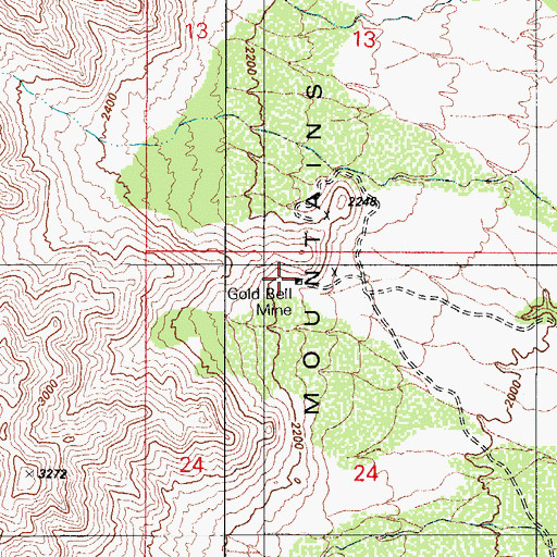 Topographic Map of Gold Bell Mine, AZ