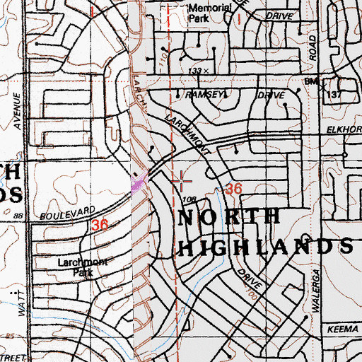 Topographic Map of Village Elementary School, CA