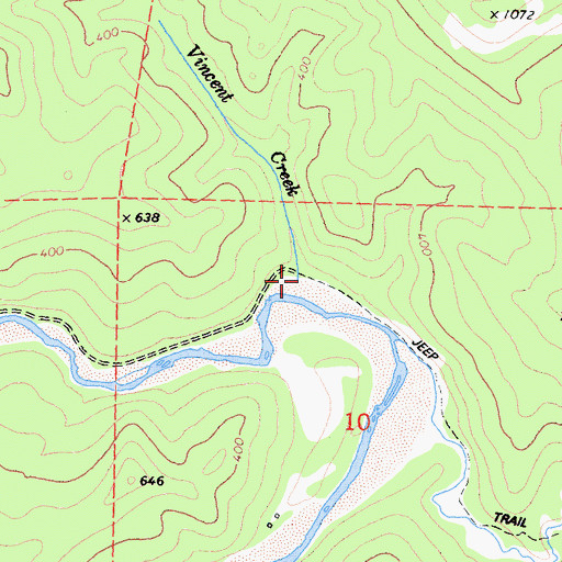 Topographic Map of Vincent Creek, CA