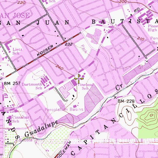 Topographic Map of Vineland School, CA