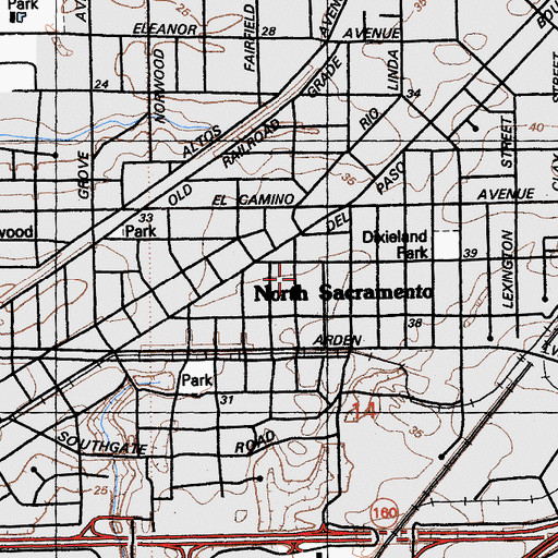 Topographic Map of Vista Nueva High School (historical), CA