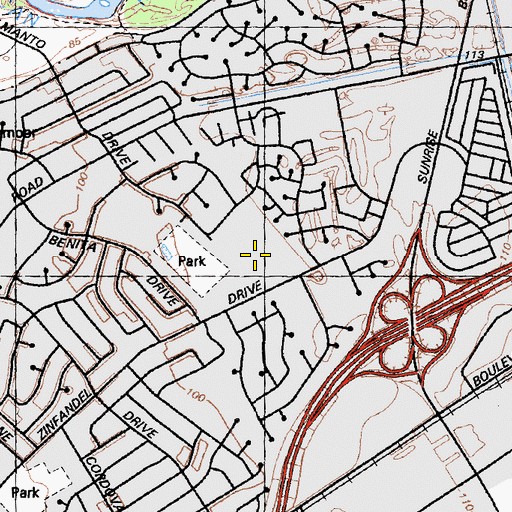Topographic Map of W E Mitchell Middle School, CA