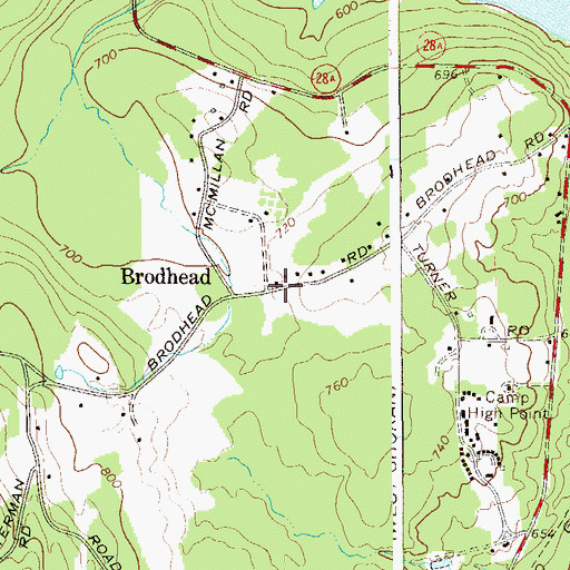 Topographic Map of Brodhead School (historical), NY