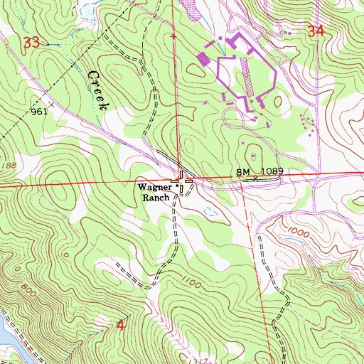 Topographic Map of Wagner Ranch, CA