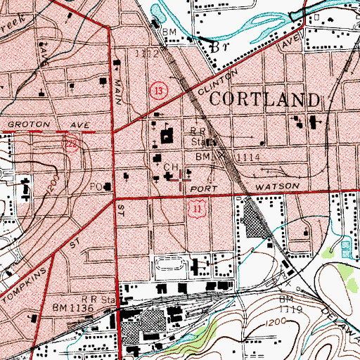Topographic Map of Cortland County Jail, NY