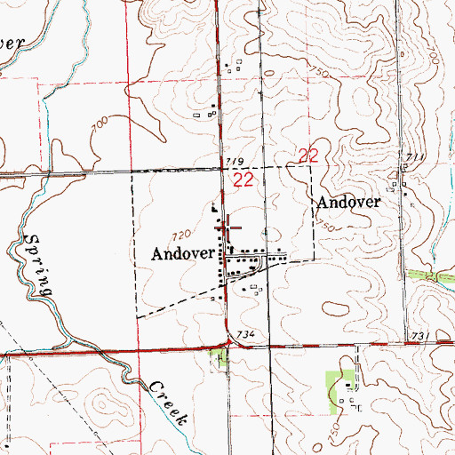Topographic Map of Andover Volunteer Fire Department, IA