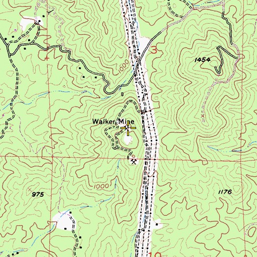 Topographic Map of Walker Mine, CA