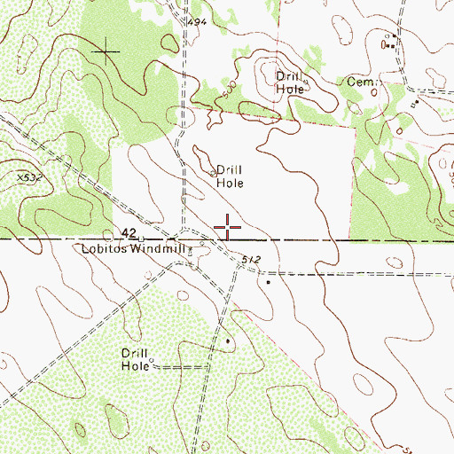 Topographic Map of Juanitas Ranch, TX