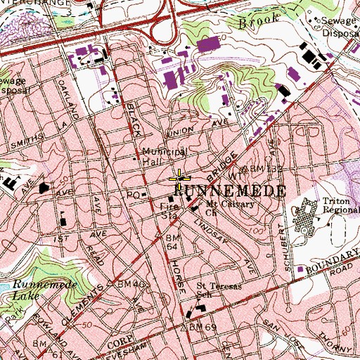 Topographic Map of Downing Elementary School, NJ