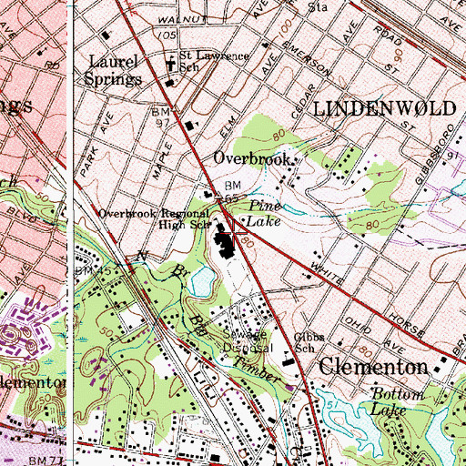 Topographic Map of Lindenwold Middle School, NJ