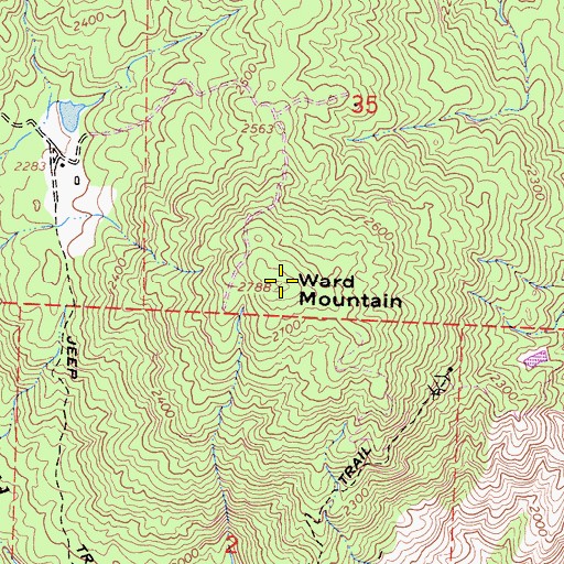 Topographic Map of Ward Mountain, CA