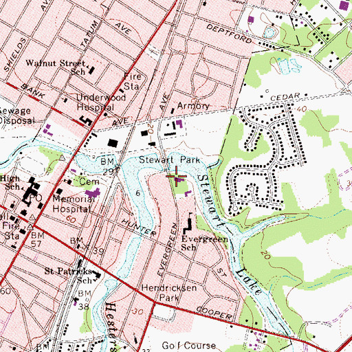 Topographic Map of Durand Academy School, NJ