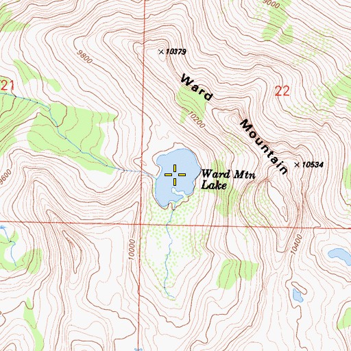 Topographic Map of Ward Mountain Lake, CA