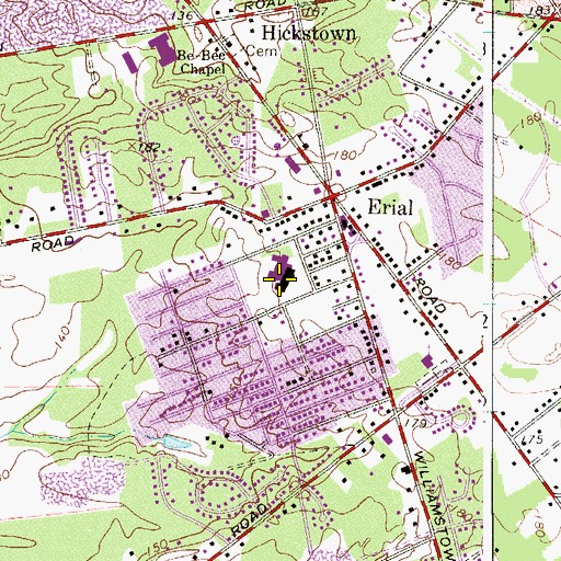 Topographic Map of Erial Elementary School, NJ