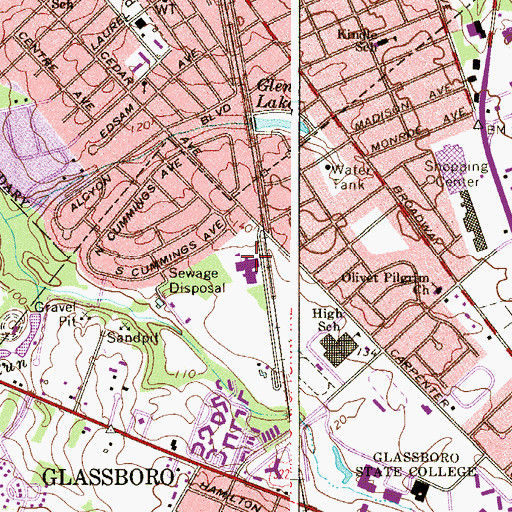 Topographic Map of Thomas E Bowe Elementary School, NJ