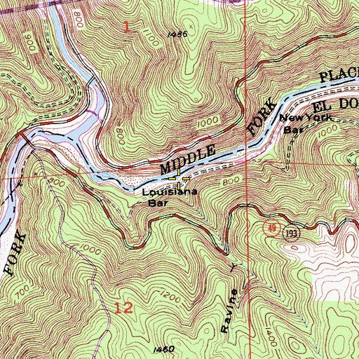 Topographic Map of Warner Ravine, CA