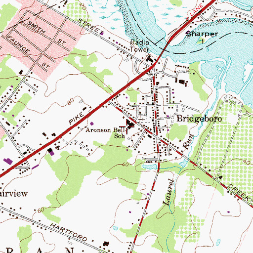 Topographic Map of Delran Intermediate School, NJ