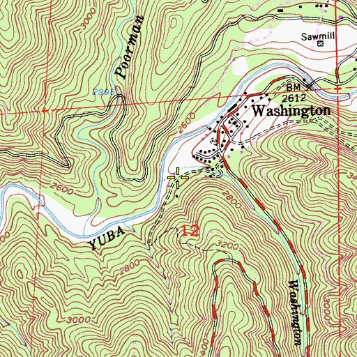 Topographic Map of Washington Creek, CA