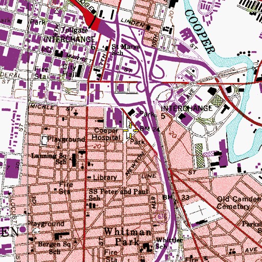 Topographic Map of Robert Wood Johnson Medical School - Camden, NJ