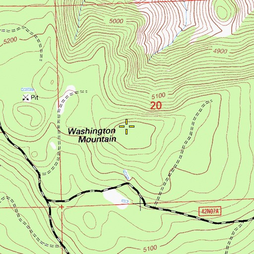 Topographic Map of Washington Mountain, CA
