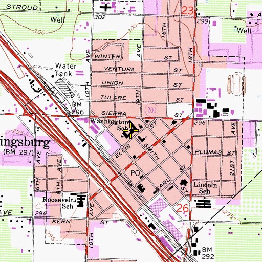 Topographic Map of Washington Elementary School, CA