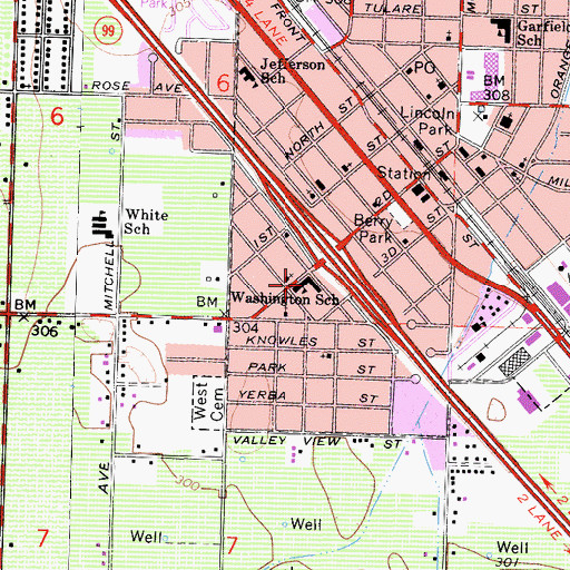 Topographic Map of George Washington Elementary School, CA