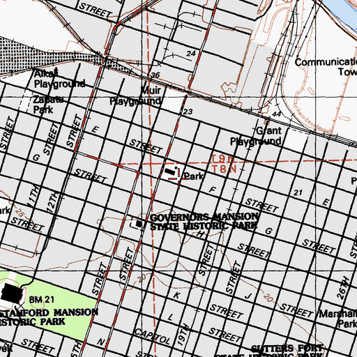 Topographic Map of Washington Elementary School, CA