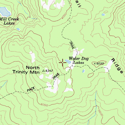 Topographic Map of Water Dog Lakes, CA