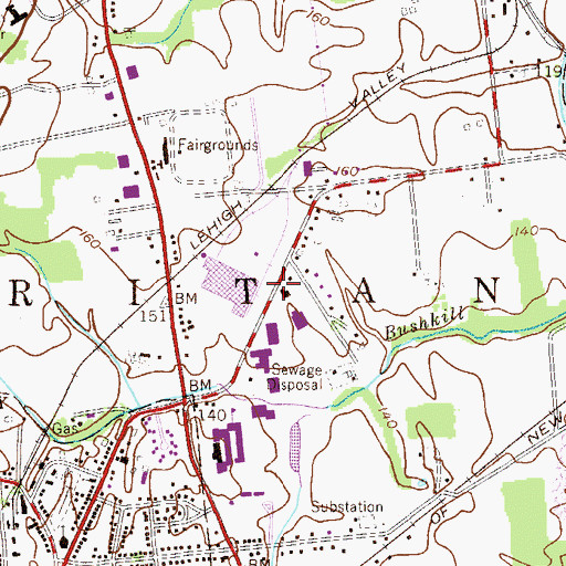 Topographic Map of Hunterdon County Polytech Academy School Central Campus, NJ