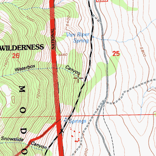Topographic Map of Waterbox Canyon, CA
