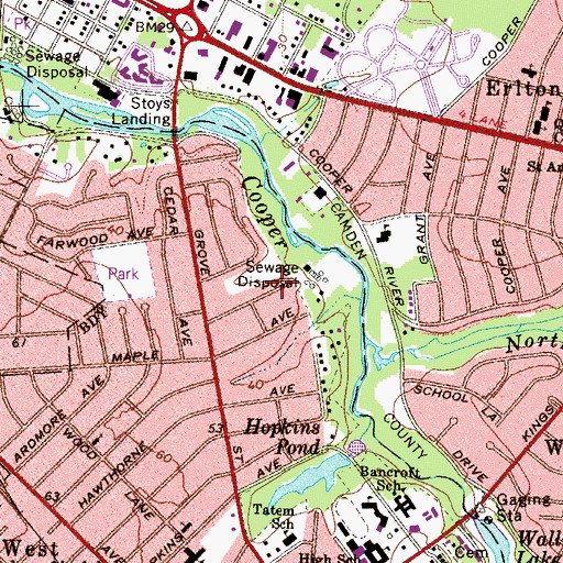 Topographic Map of Beechwood School, NJ