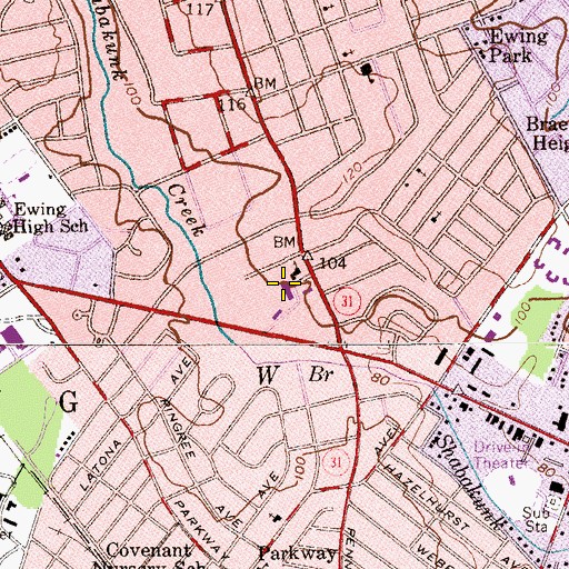 Topographic Map of Incarnation - Saint James Parish School, NJ