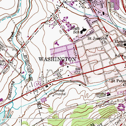 Topographic Map of Washington Memorial Elementary School, NJ