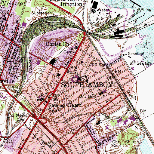 Topographic Map of Saint Mary Elementary School, NJ
