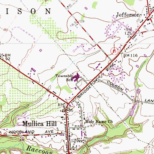 Topographic Map of Harrison Township Elementary School, NJ