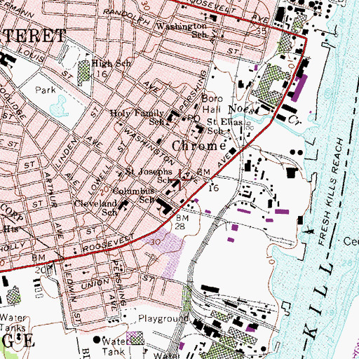 Topographic Map of Gateway School, NJ